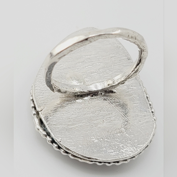 TURQUOISE BOHEMIAN CHIC STYLE RING IN STERLING SILVER METAL SIZE 8 - Picture 6 of 6